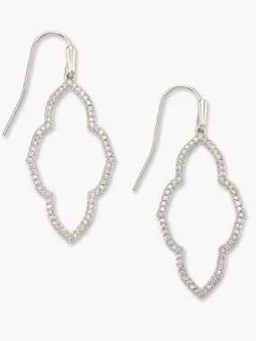 Kendra Scott Abbie Silver Small Open Frame Earrings - White Crystal